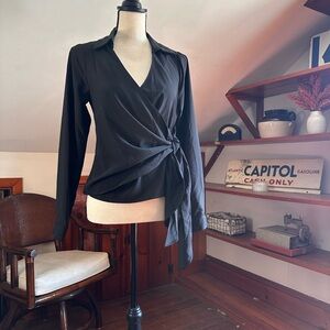 Allison New York Black Wrap Blouse